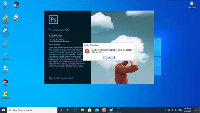 Photoshop CC Could not initialize photoshop because scratch disks are full