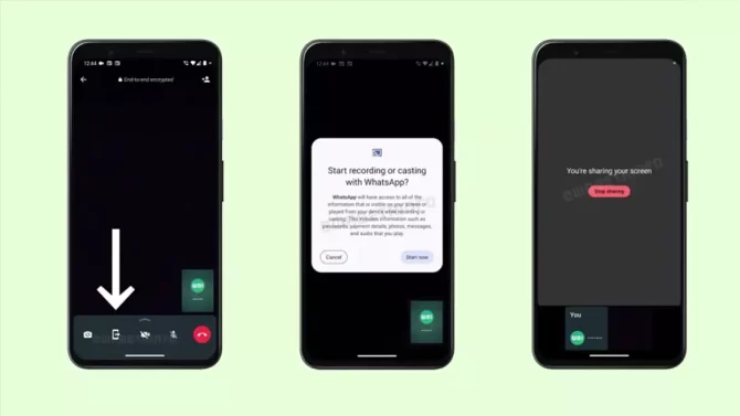 WhatsApp screen share feature for video calls