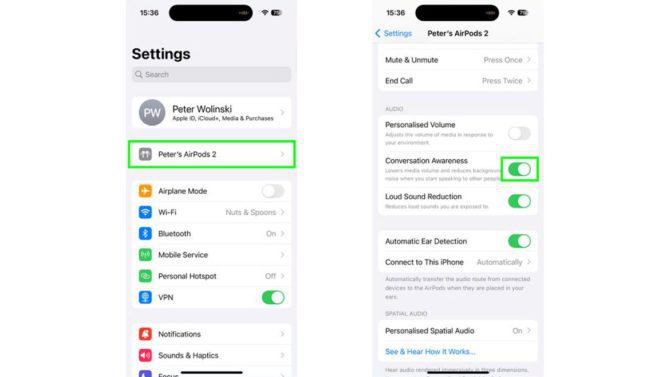 AirPods Conversation Awareness